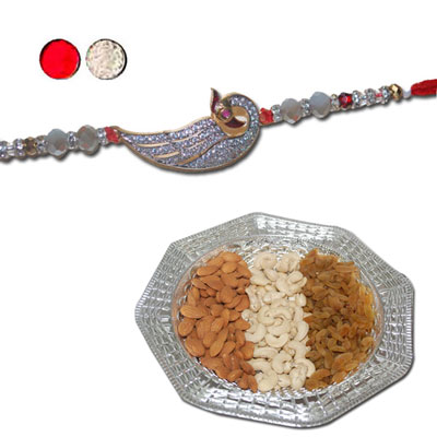 "RAKHIS -AD 4310 A (Single Rakhi) , Dryfruit Thali - code RD700 - Click here to View more details about this Product
